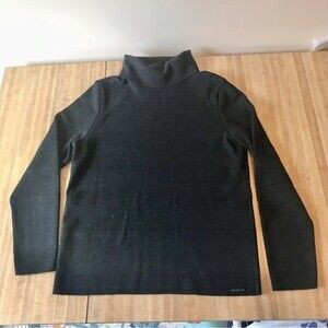SAINT JAMES Sweater 100% Wool Men’s Black Stripe Turtleneck Woolmark
